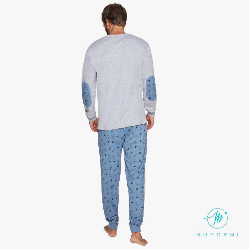 Pijama hombre de algodón de invierno «Moto»  MUYDEMI hasta talla 3XL