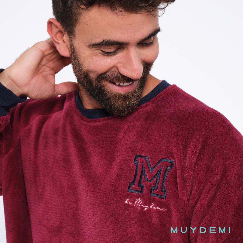 Pijama de hombre coralina granate y marino MUYDEMI
